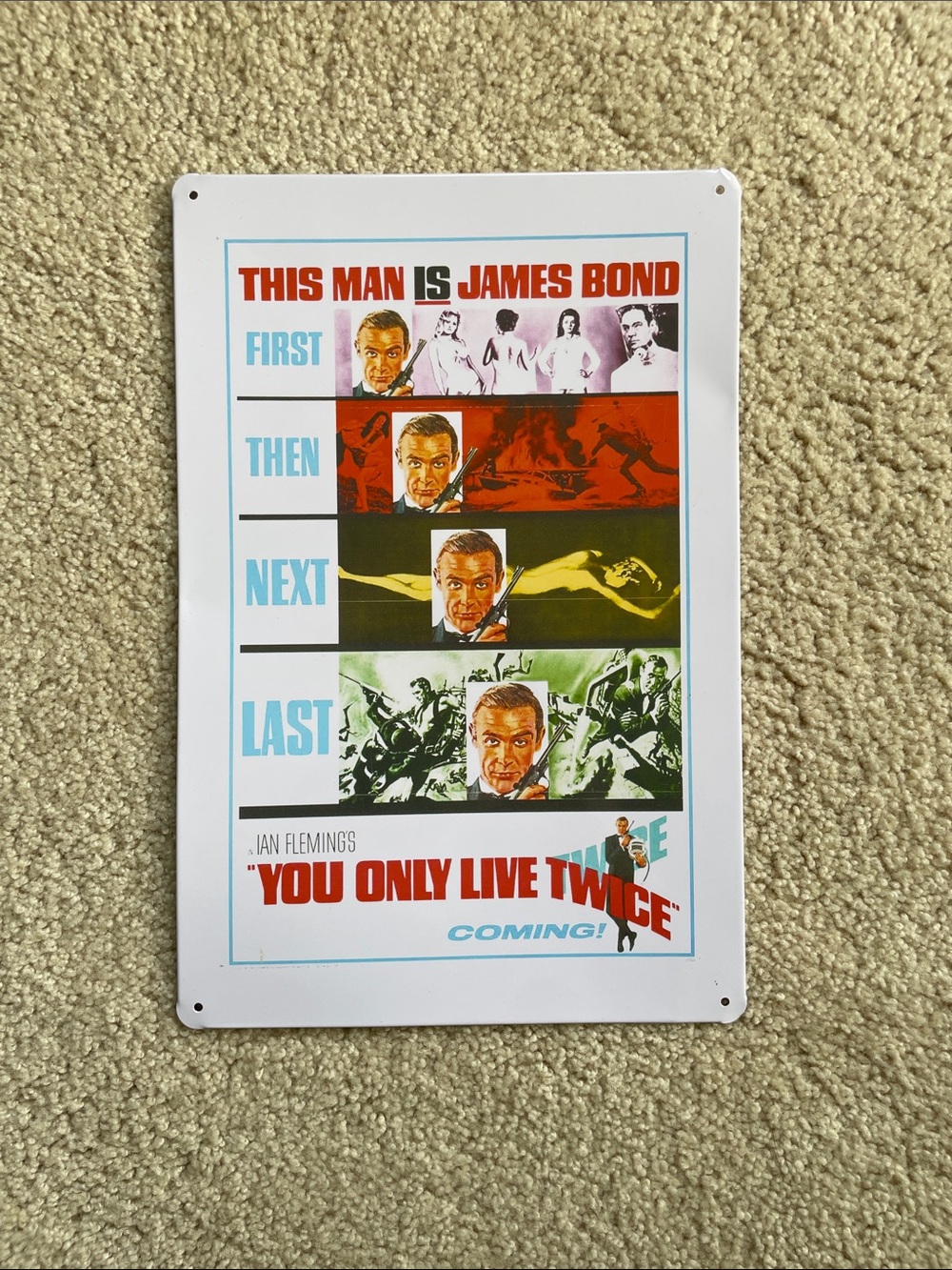 Vintage James Bond 'You Only Live Twice' Poster Tin Print - White